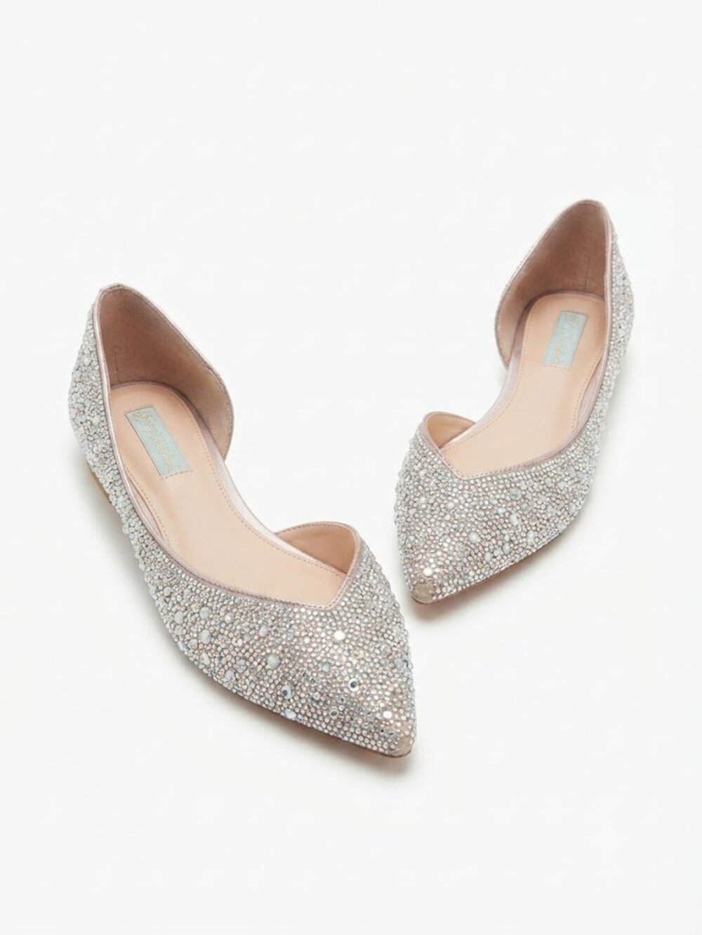 Women's Silver Embellished Pointed-Toe Flats